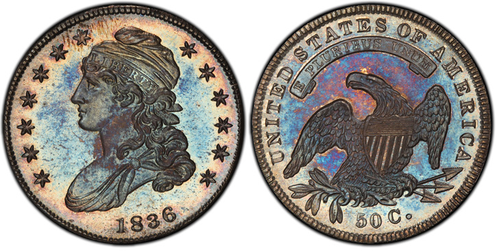 1836 Capped Bust Half Dollar. Lettered Edge. O-109.  Proof-66+ (PCGS).